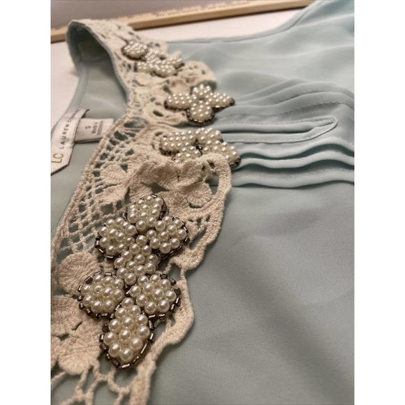 Lauren Conrad LC Mint Green Pearl Beaded Peter Pan Collar S Small Vintage - Picture 4 of 7